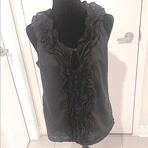 PARASUCO Sleeveless Black Ruffled Women's button down blouse